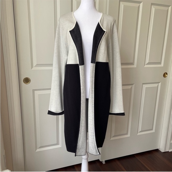 Alfani Colorblock Open Front Cardigan Sweater Coat Jacket Duster - Picture 5 of 12
